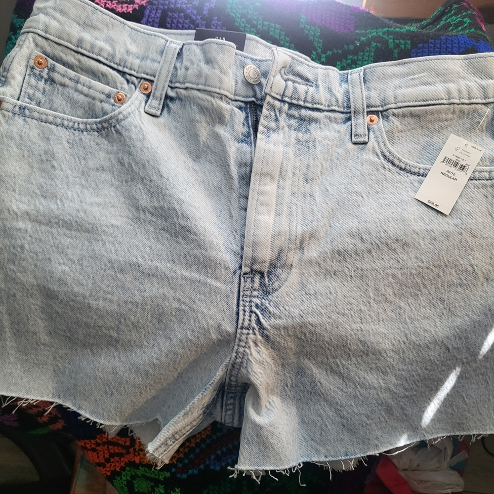 GAP Blue Jean Shorts with Frayed Hem and Stonewashed Look More Like A Size 8
